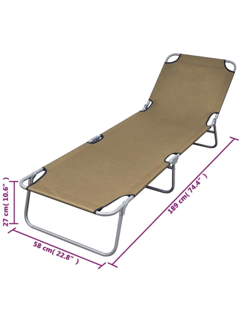 imagem de vidaXL Espreguiçadeira dobrável encosto ajustável cinzento-acastanhado7
