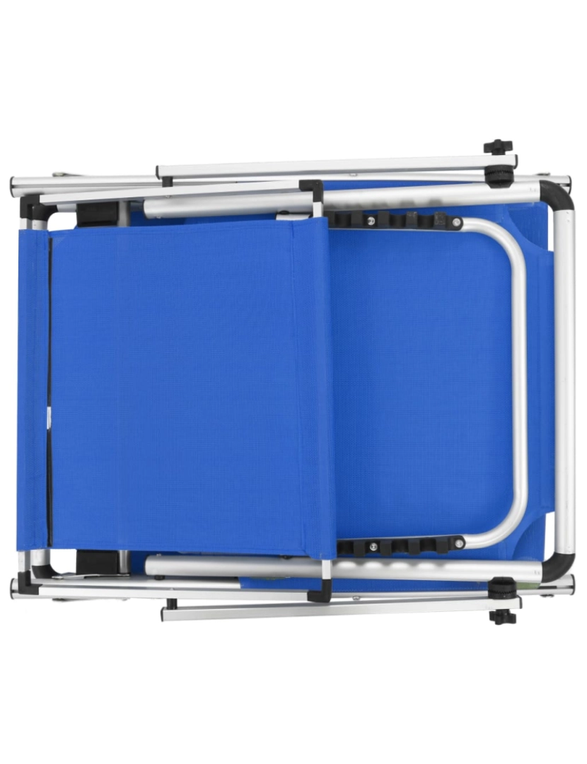 imagem de vidaXL Espreguiçadeira dobrável com teto alumínio e textilene azul6
