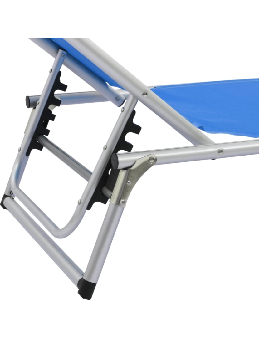 imagem de vidaXL Espreguiçadeira dobrável com teto alumínio e textilene azul9