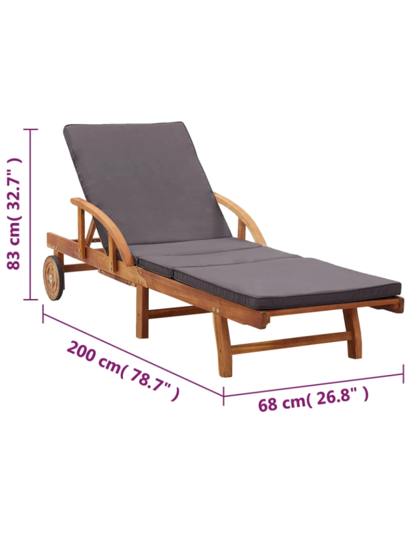 imagem de vidaXL Espreguiçadeira com almofadão madeira acácia maciça11