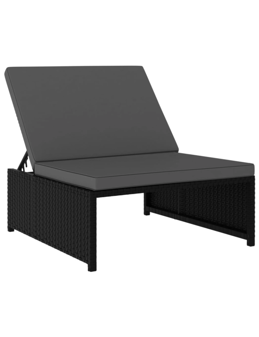 imagem de vidaXL Espreguiçadeiras com mesa 2 pcs vime PE preto6