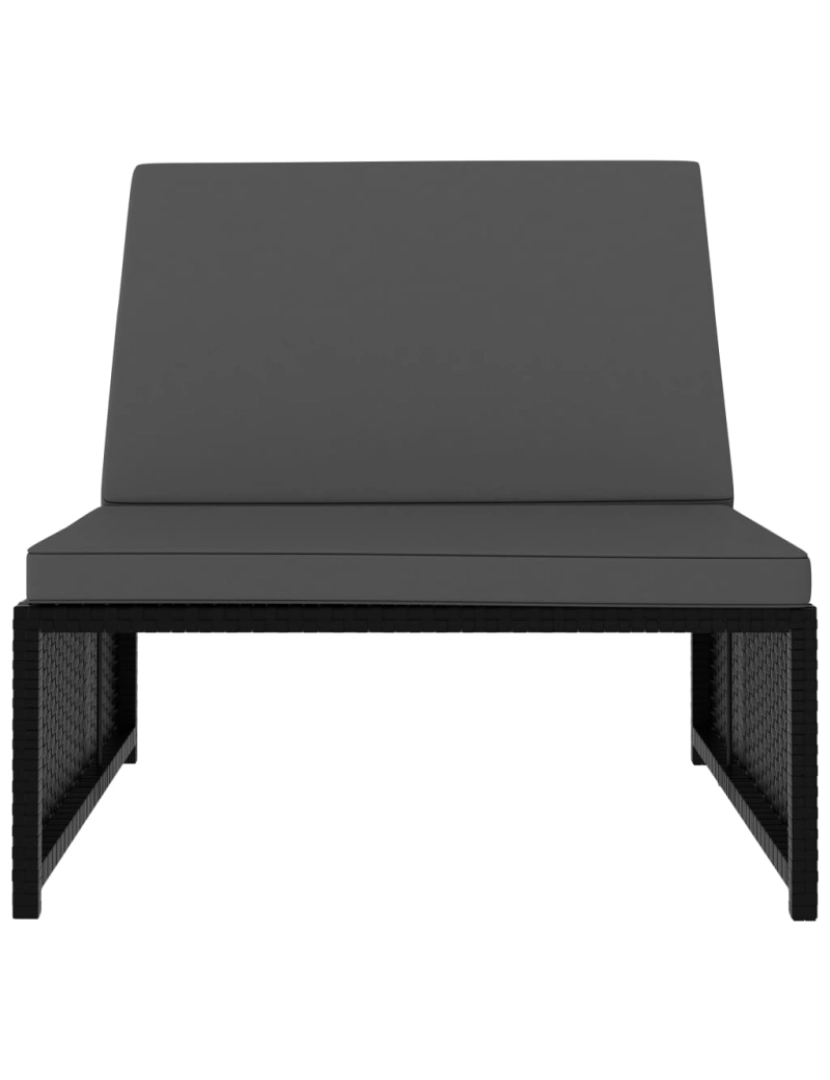 imagem de vidaXL Espreguiçadeiras com mesa 2 pcs vime PE preto8