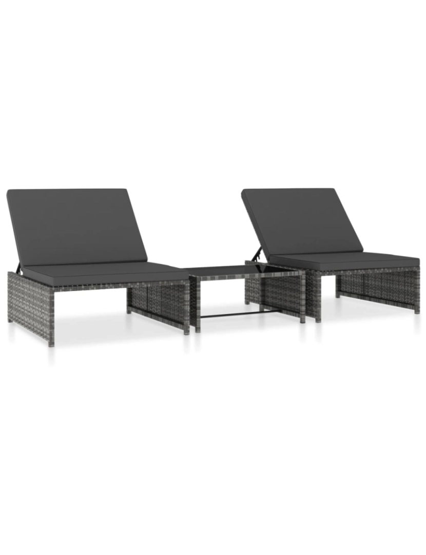 Vidaxl - vidaXL Espreguiçadeiras com mesa 2 pcs vime PE cinzento