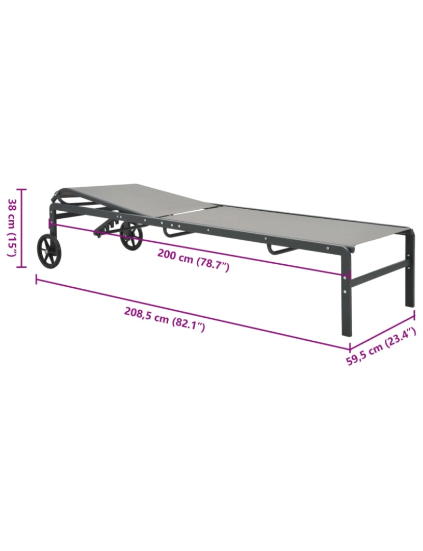 imagem de vidaXL Espreguiçadeiras com mesa 2 pcs textilene e aço10