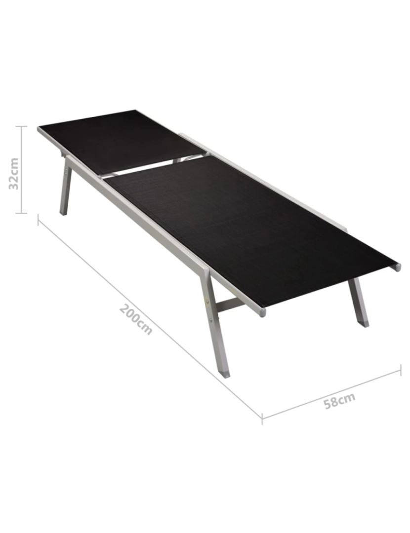 imagem de vidaXL Espreguiçadeiras com mesa 2 pcs aço e textilene preto7