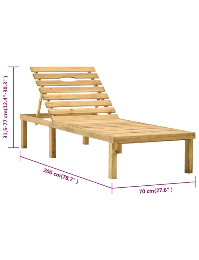 imagem de vidaXL Espreguiçadeira madeira de pinho impregnada8