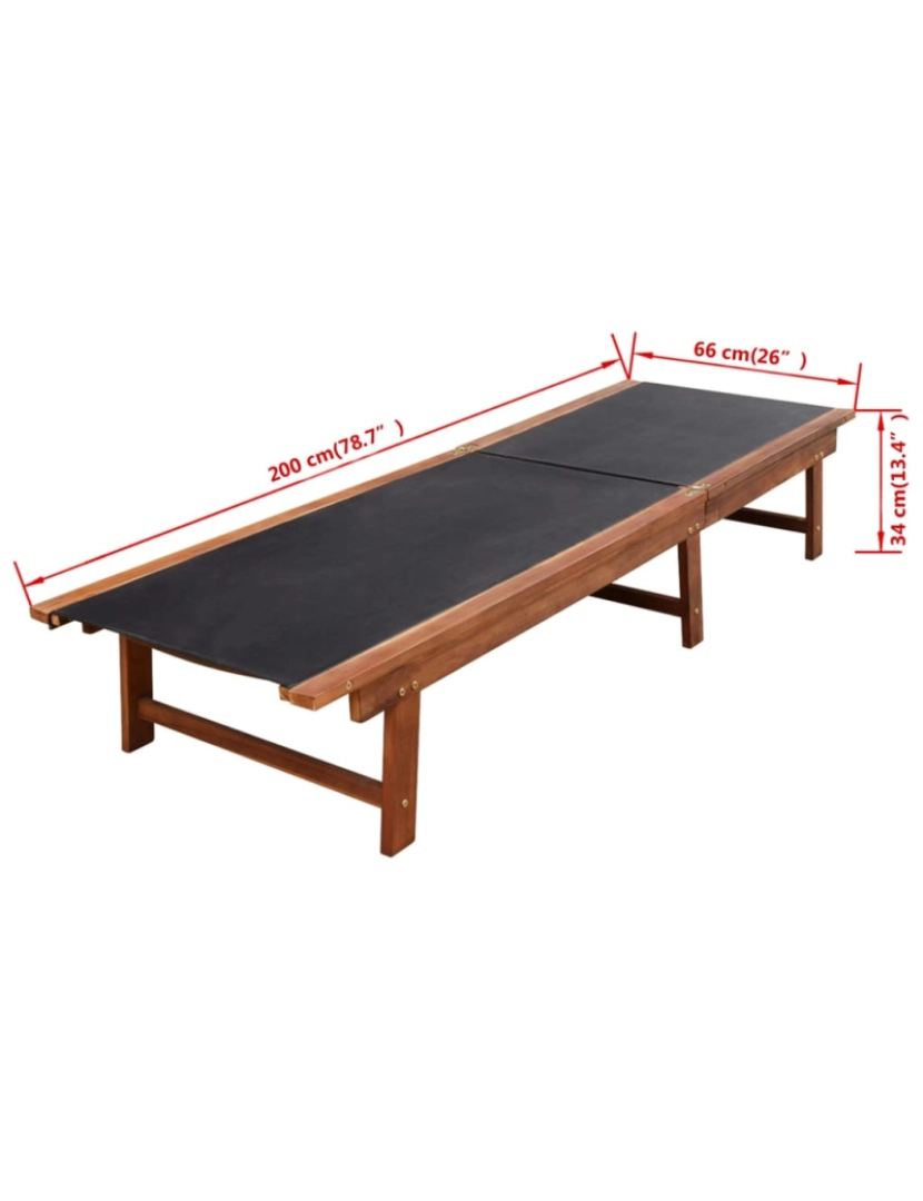 imagem de vidaXL Espreguiçadeiras c/ mesa 2 pcs acácia maciça e textilene10