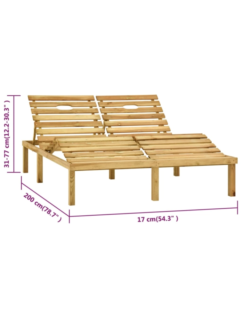 imagem de vidaXL Espreguiçadeira dupla pinho impregnado verde11