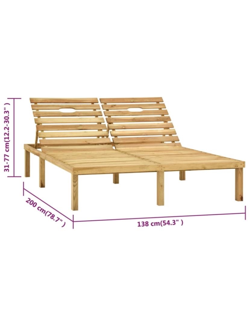 imagem de vidaXL Espreguiçadeira dupla pinho impregnado verde10