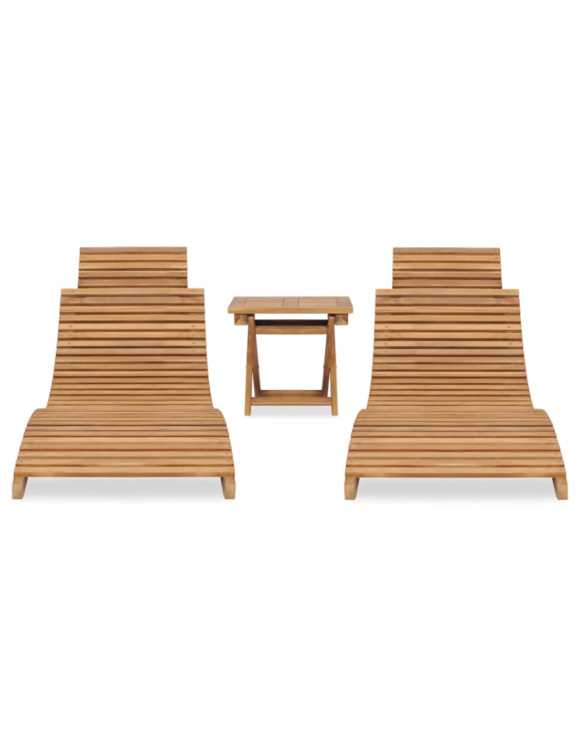 imagem de vidaXL 3 pcs conj. lounge de jardim dobrável madeira de teca maciça3