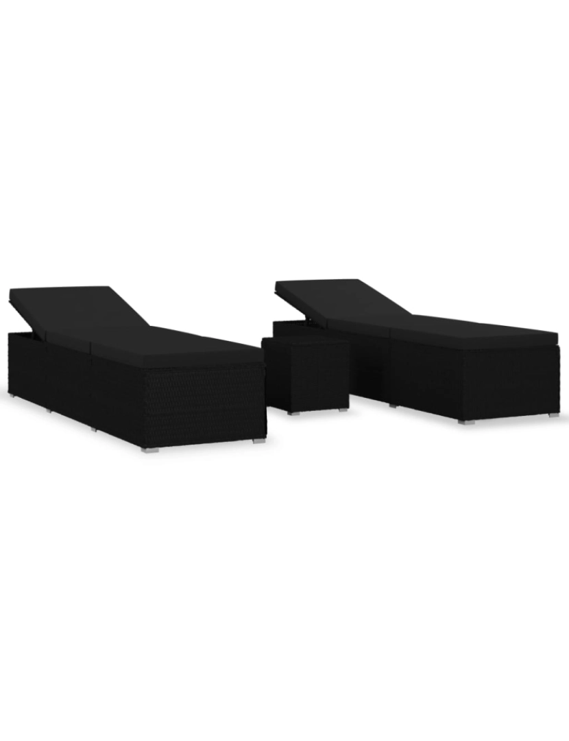 Vidaxl - vidaXL 3 pcs espreguiçadeiras jardim c/ mesa de centro vime PE preto