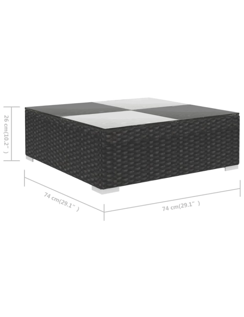 imagem de vidaXL 6 pcs conjunto lounge de jardim c/ almofadões vime PE preto11