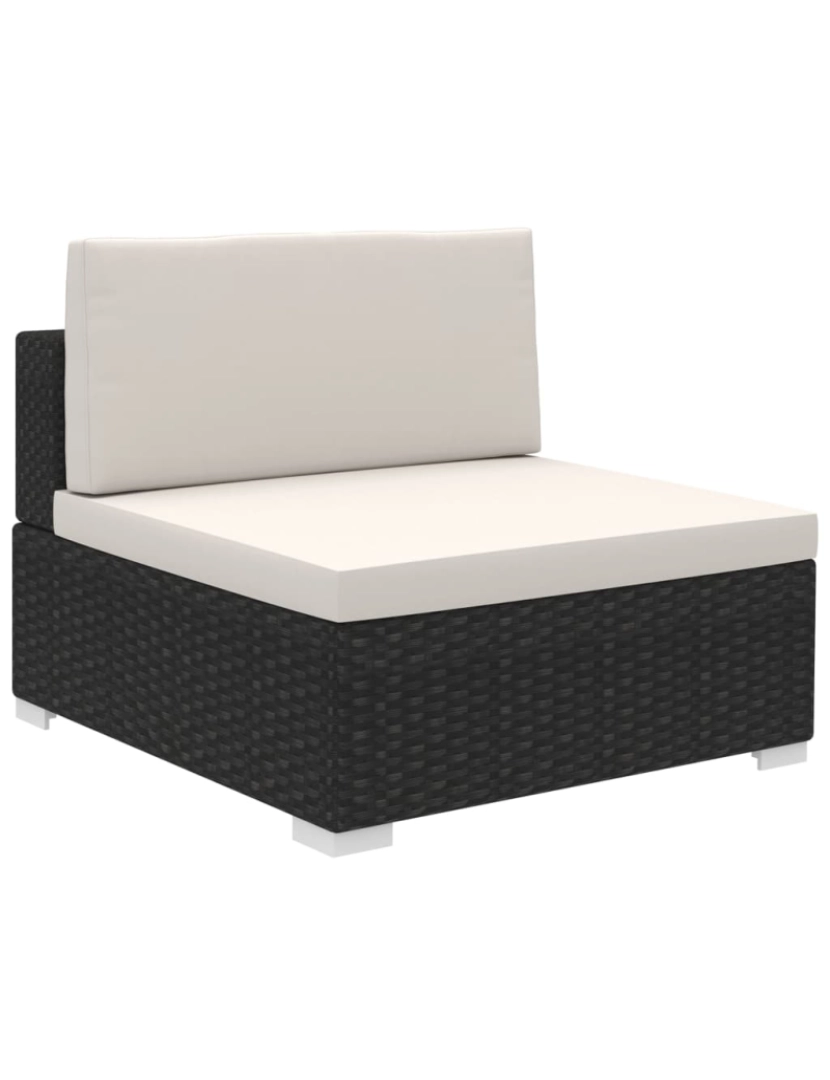 imagem de vidaXL 6 pcs conjunto lounge de jardim c/ almofadões vime PE preto4