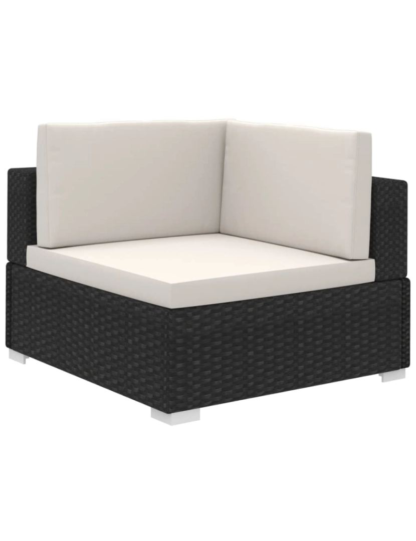 imagem de vidaXL 6 pcs conjunto lounge de jardim c/ almofadões vime PE preto5