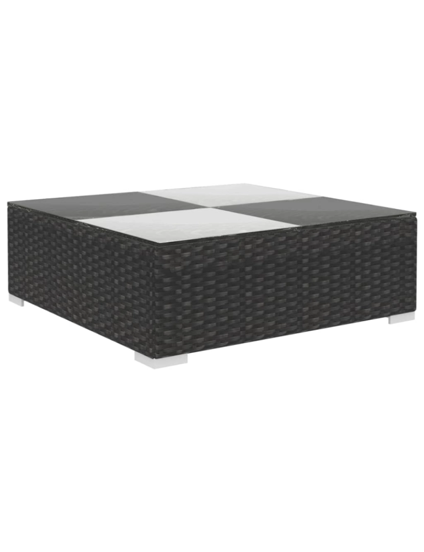 imagem de vidaXL 6 pcs conjunto lounge de jardim c/ almofadões vime PE preto7