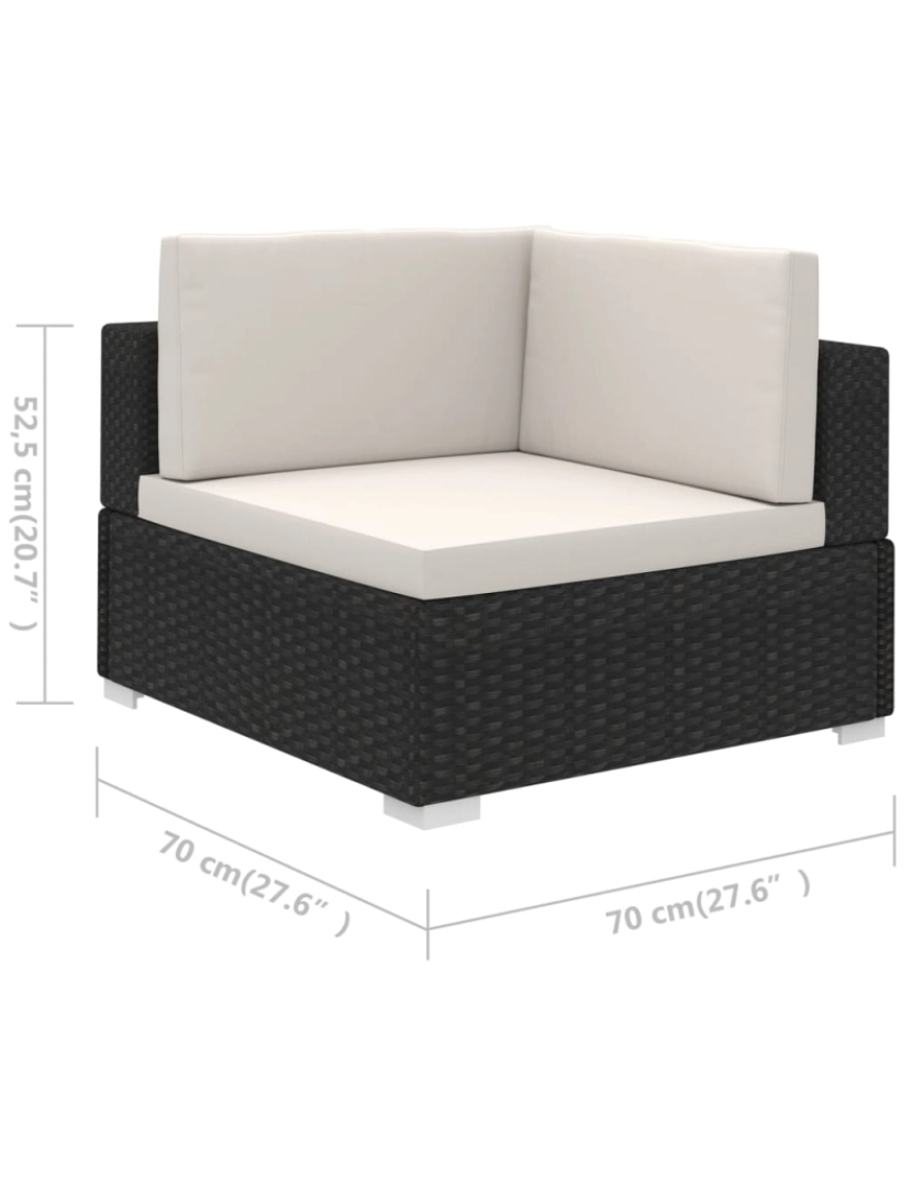 imagem de vidaXL 6 pcs conjunto lounge de jardim c/ almofadões vime PE preto9