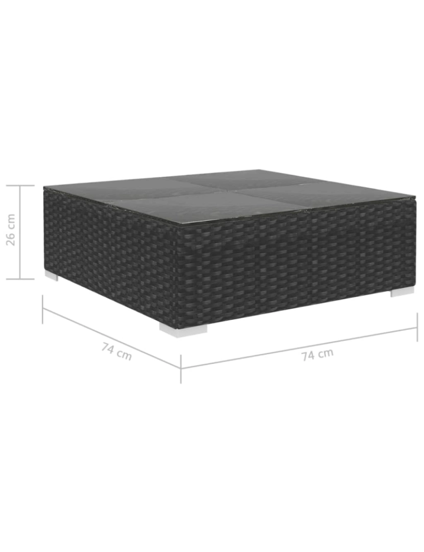 imagem de vidaXL 8 pcs conjunto lounge de jardim c/ almofadões vime PE preto11