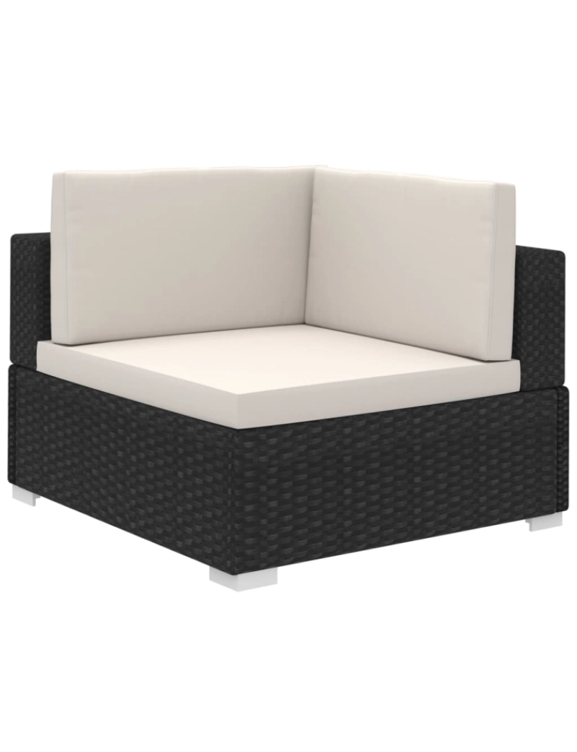 imagem de vidaXL 8 pcs conjunto lounge de jardim c/ almofadões vime PE preto4