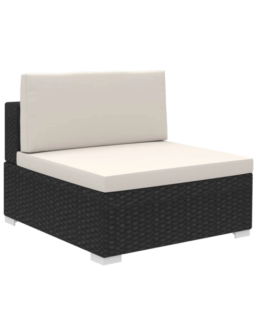 imagem de vidaXL 8 pcs conjunto lounge de jardim c/ almofadões vime PE preto5