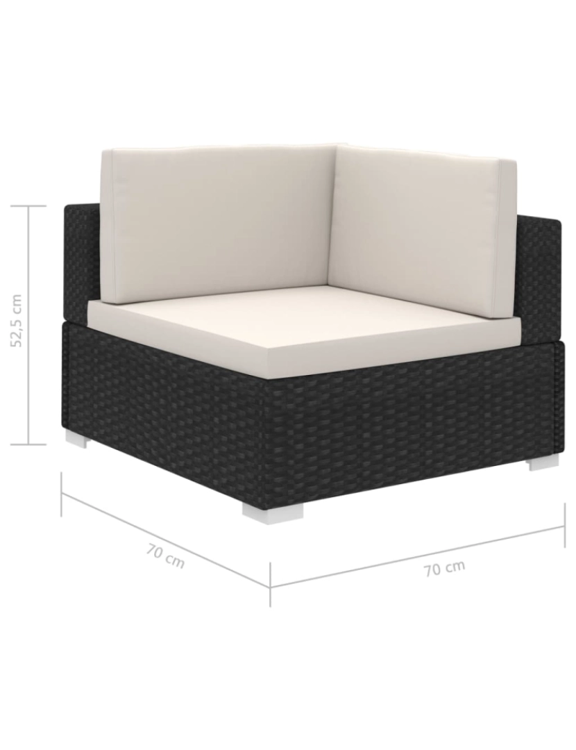 imagem de vidaXL 8 pcs conjunto lounge de jardim c/ almofadões vime PE preto8