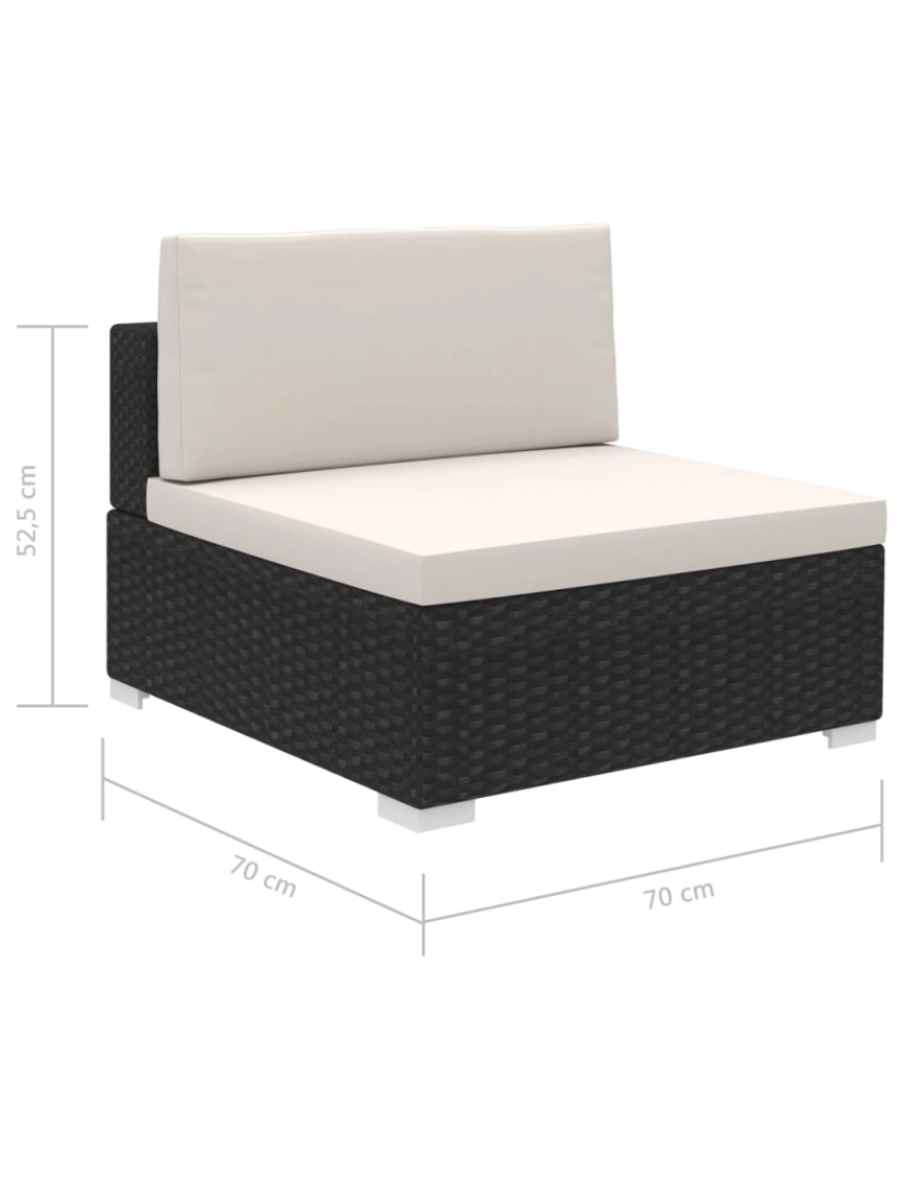 imagem de vidaXL 8 pcs conjunto lounge de jardim c/ almofadões vime PE preto9