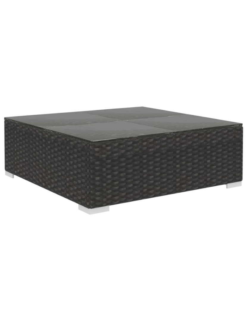 imagem de vidaXL 8 pcs conjunto lounge de jardim c/ almofadões vime PE preto7