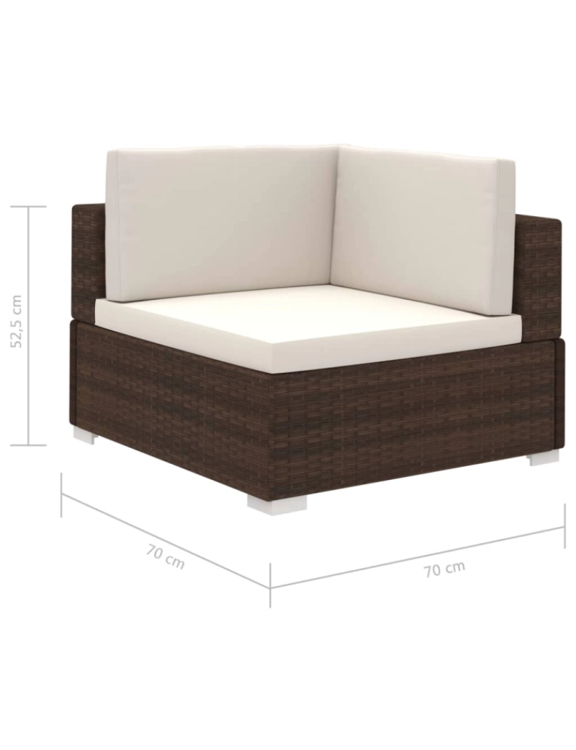 imagem de vidaXL 8 pcs conjunto lounge jardim c/ almofadões vime PE castanho8