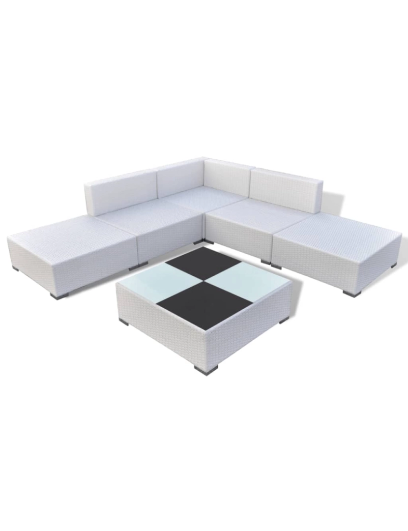 imagem de vidaXL 6 pcs conjunto lounge de jardim c/ almofadões vime PE branco4