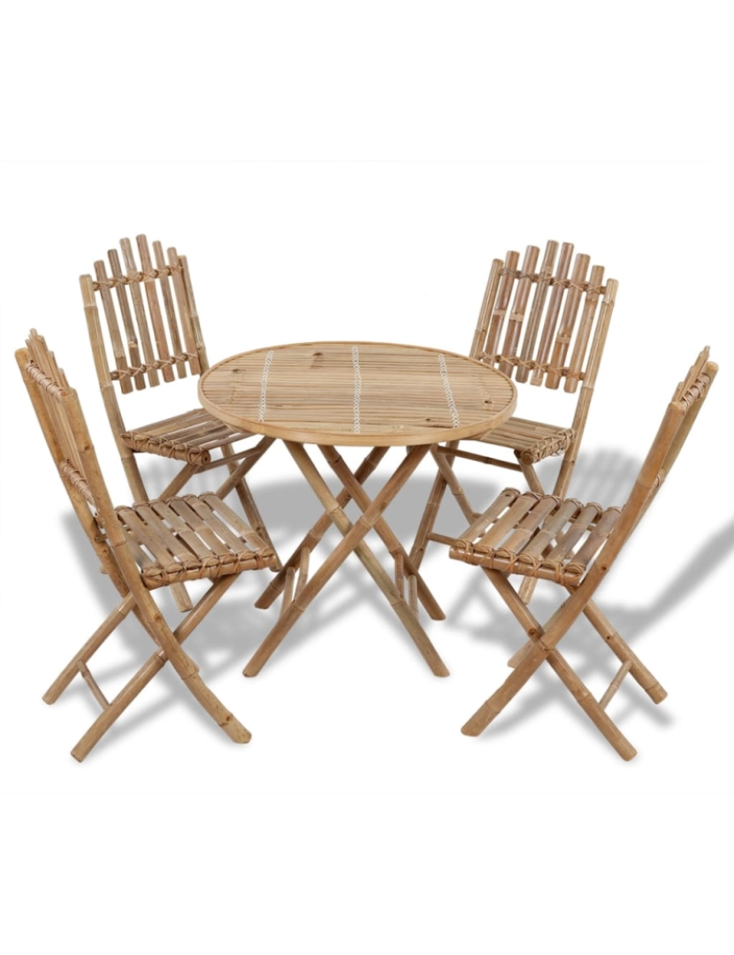 imagem de vidaXL 5 pcs conjunto de jantar dobrável p/ exterior bambu1