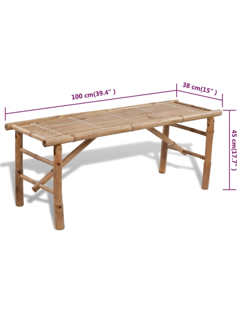 imagem de vidaXL Mesa de cerveja com 2 bancos 100 cm bambu7