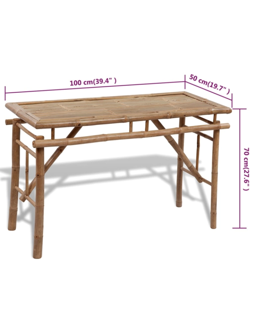 imagem de vidaXL Mesa de cerveja com 2 bancos 100 cm bambu8