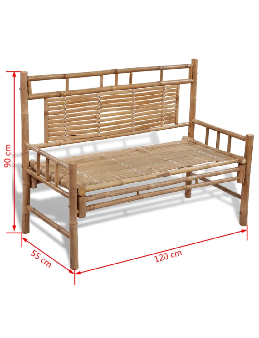 imagem de vidaXL Banco de jardim 120 cm bambu6