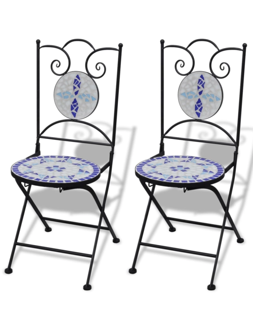 imagem de vidaXL Conjunto bistrô azulejos de cerâmica 3 pcs azul e branco7