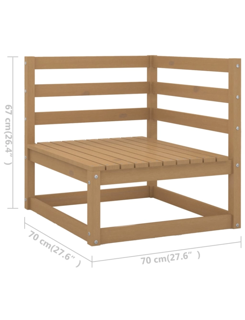 imagem de vidaXL 12 pcs conj. lounge jardim almofadões pinho maciço castanho mel10