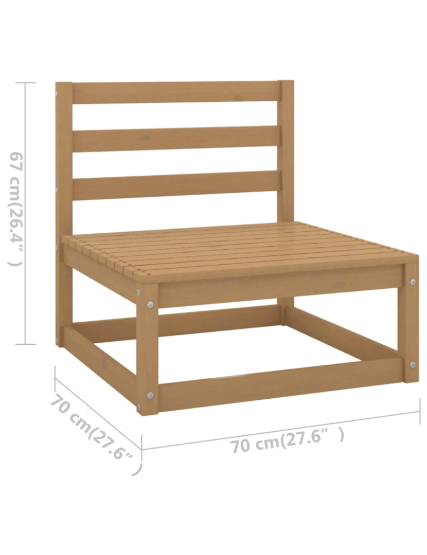 imagem de vidaXL 12 pcs conj. lounge jardim almofadões pinho maciço castanho mel11