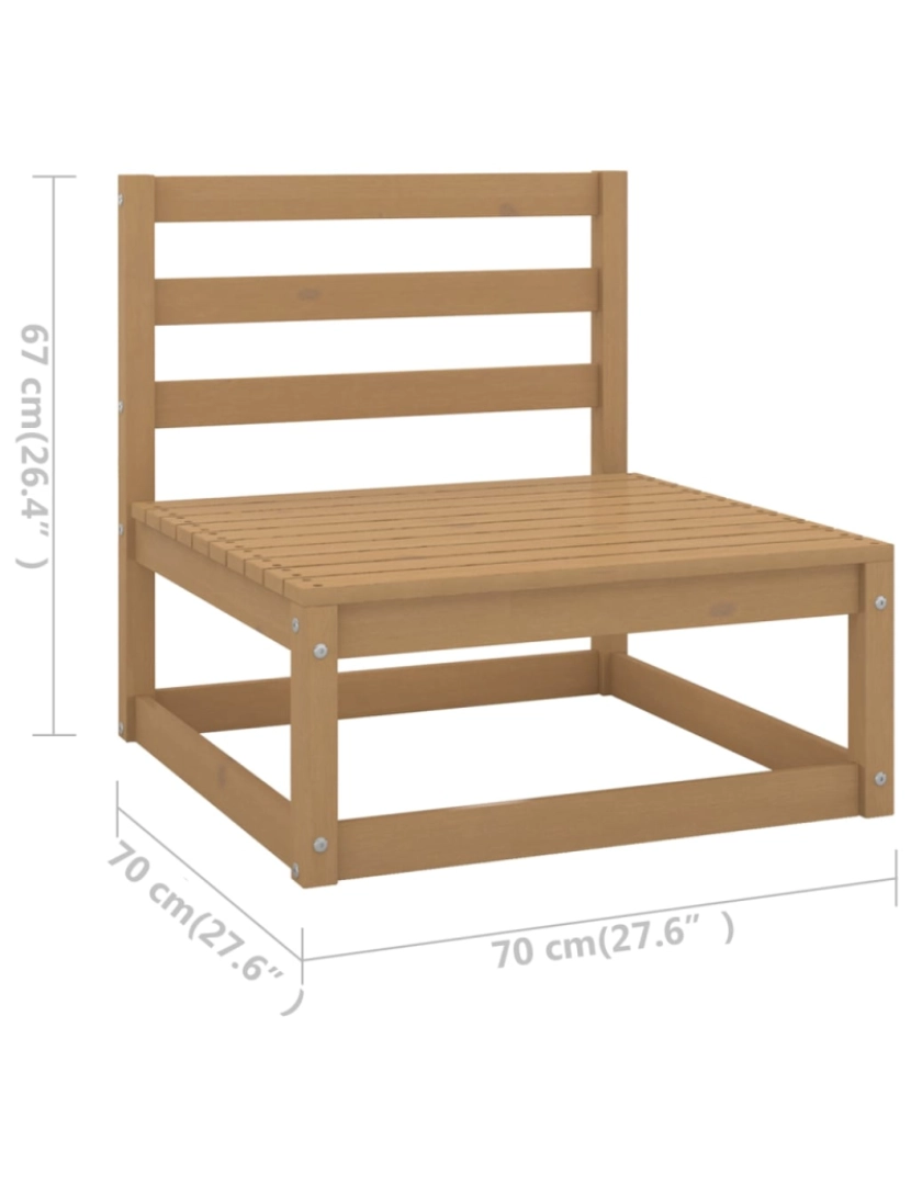 imagem de vidaXL 6pcs conj. lounge jardim e almofadões pinho maciço castanho mel10