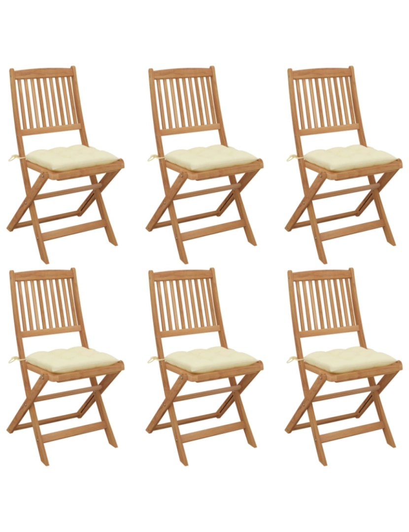 imagem de vidaXL Cadeiras de jardim dobráveis c/ almofadões 6 pcs acácia maciça1