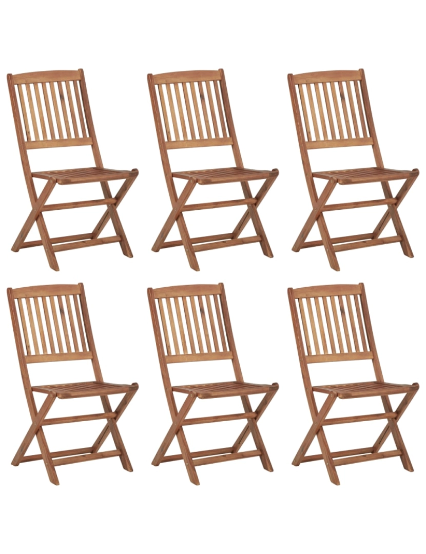 imagem de vidaXL Cadeiras de jardim dobráveis c/ almofadões 6 pcs acácia maciça3