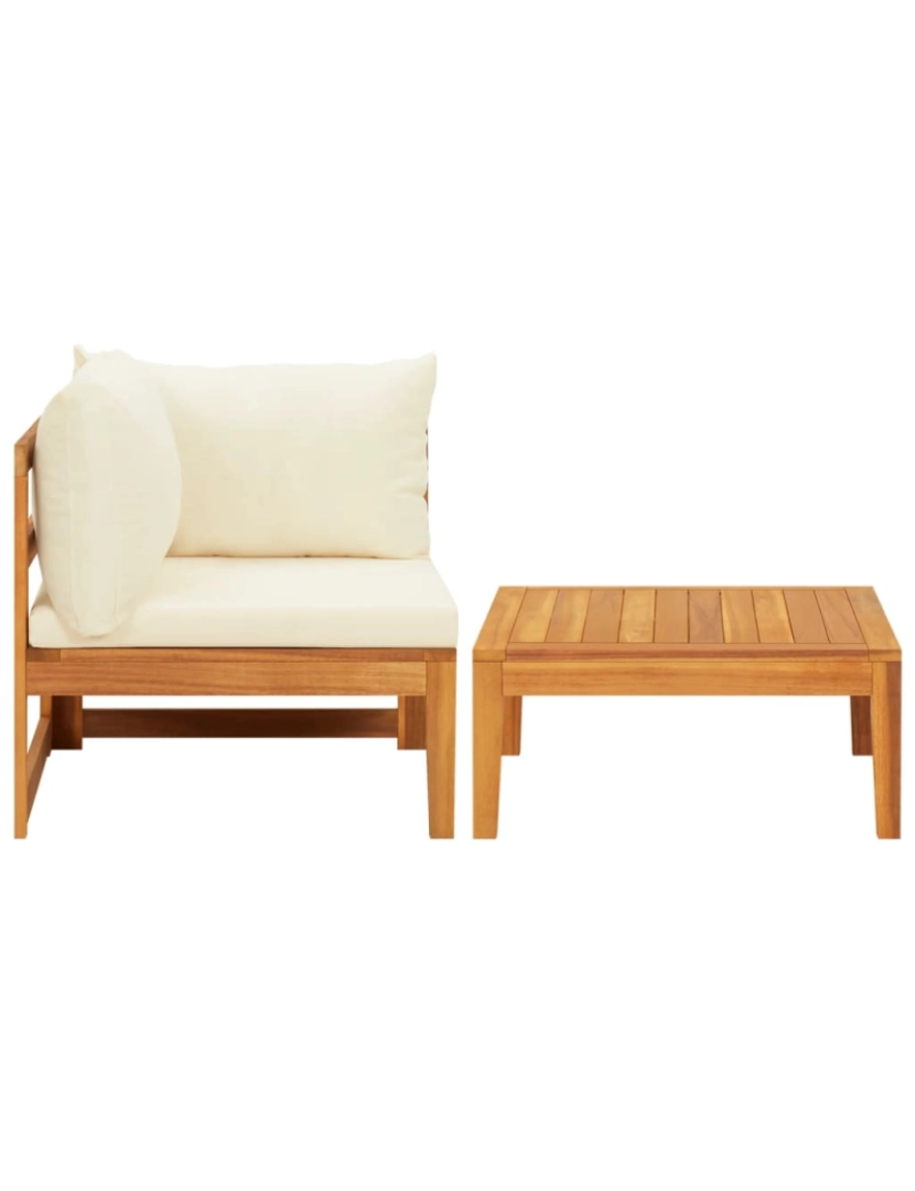 imagem de vidaXL 2 pcs conj. lounge de jardim c/ almofadões branco nata acácia3