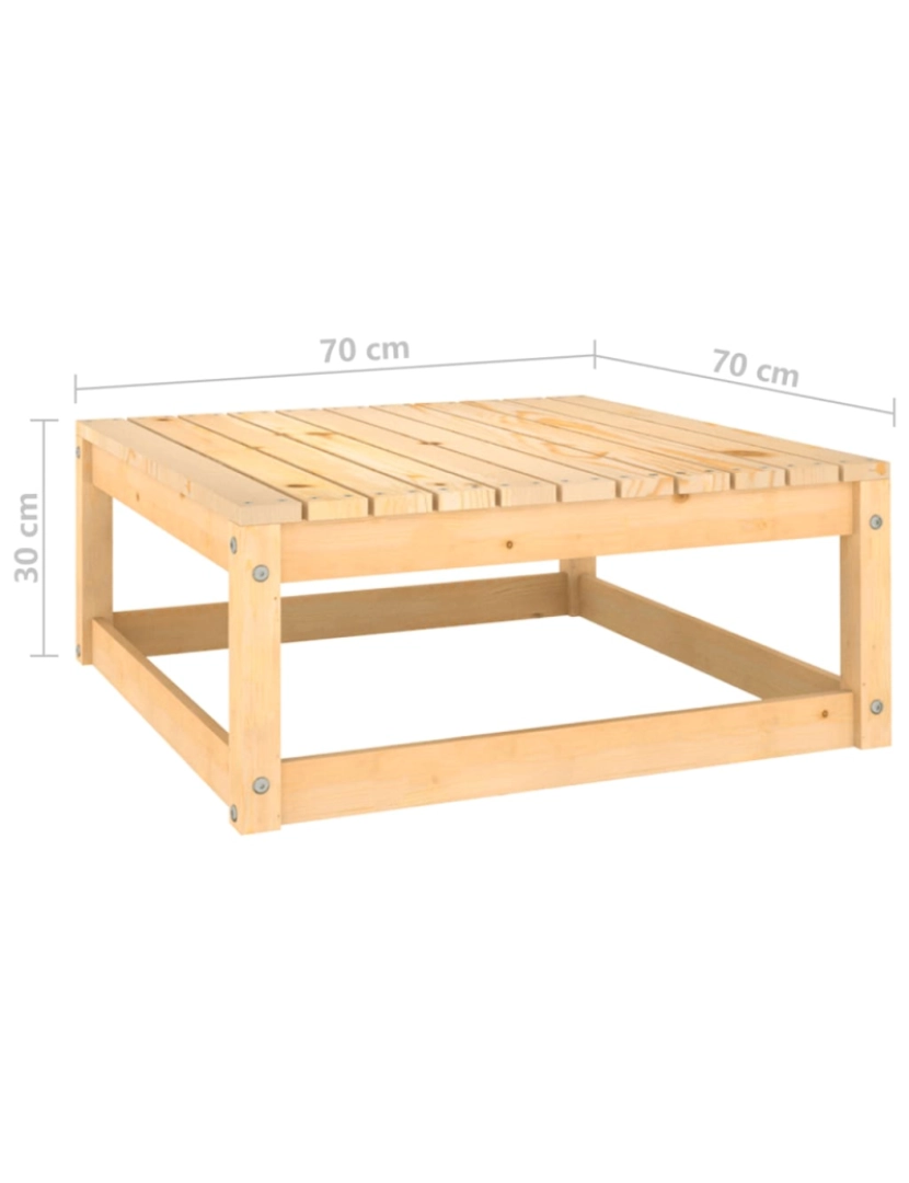 imagem de vidaXL Apoio de pés p/ jardim 70x70x30 cm madeira de pinho maciça6