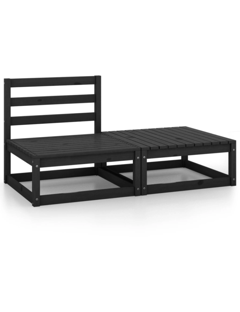 imagem de vidaXL 2 pcs conjunto lounge de jardim pinho maciço preto2