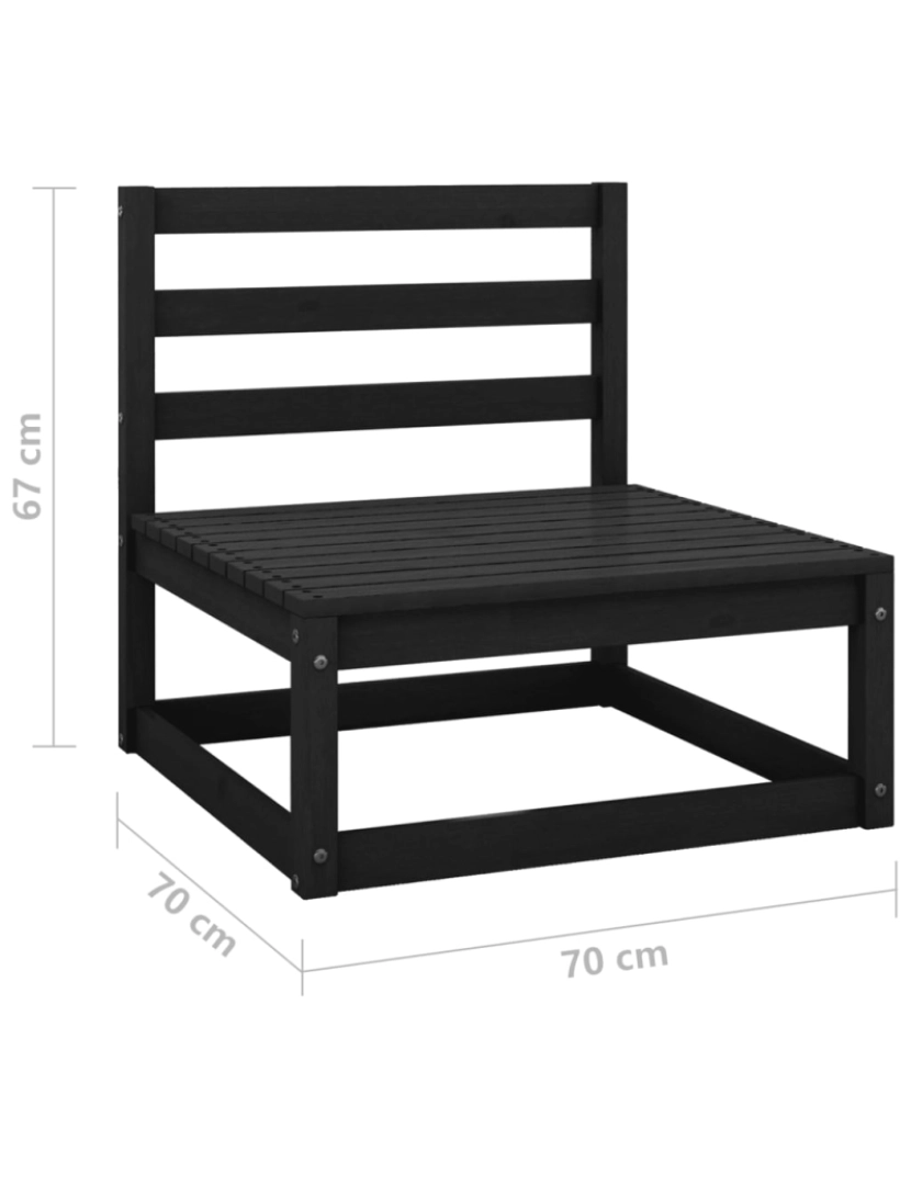 imagem de vidaXL 2 pcs conjunto lounge de jardim pinho maciço preto9