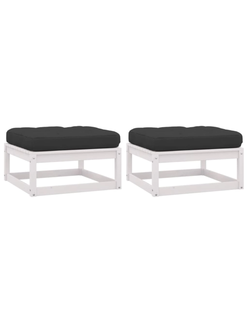 Vidaxl - vidaXL Apoio de pés p/ jardim c/ almofadões 2 pcs pinho maciço branco