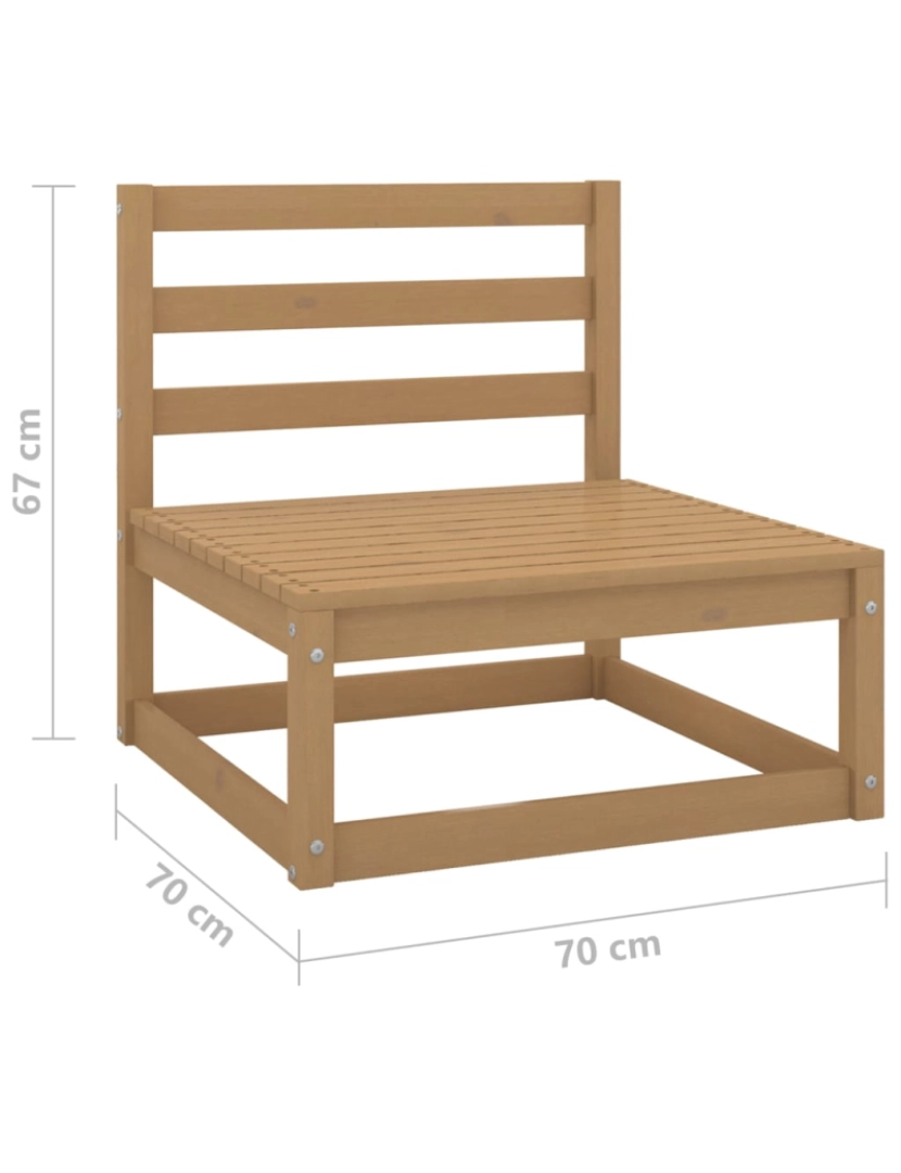 imagem de vidaXL Sofás de centro para jardim 3 pcs pinho maciço castanho mel7