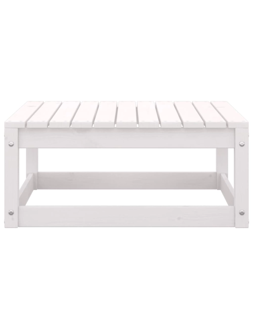 imagem de vidaXL 3 pcs conjunto lounge jardim c/ almofadões pinho maciço branco8