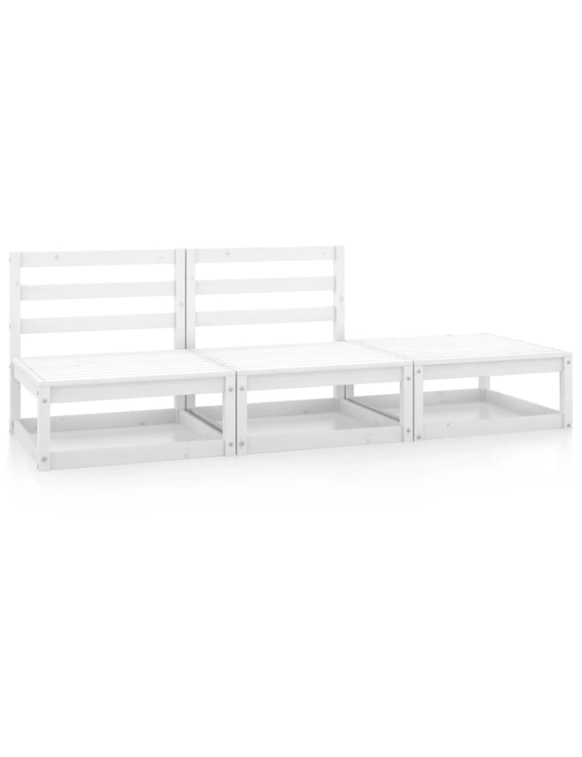 imagem de vidaXL 3 pcs conjunto lounge de jardim pinho maciço branco1