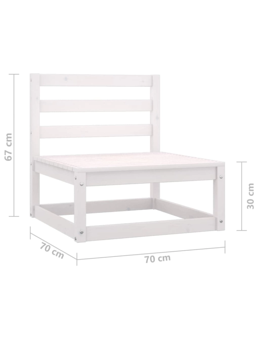 imagem de vidaXL 3 pcs conjunto lounge de jardim pinho maciço branco10