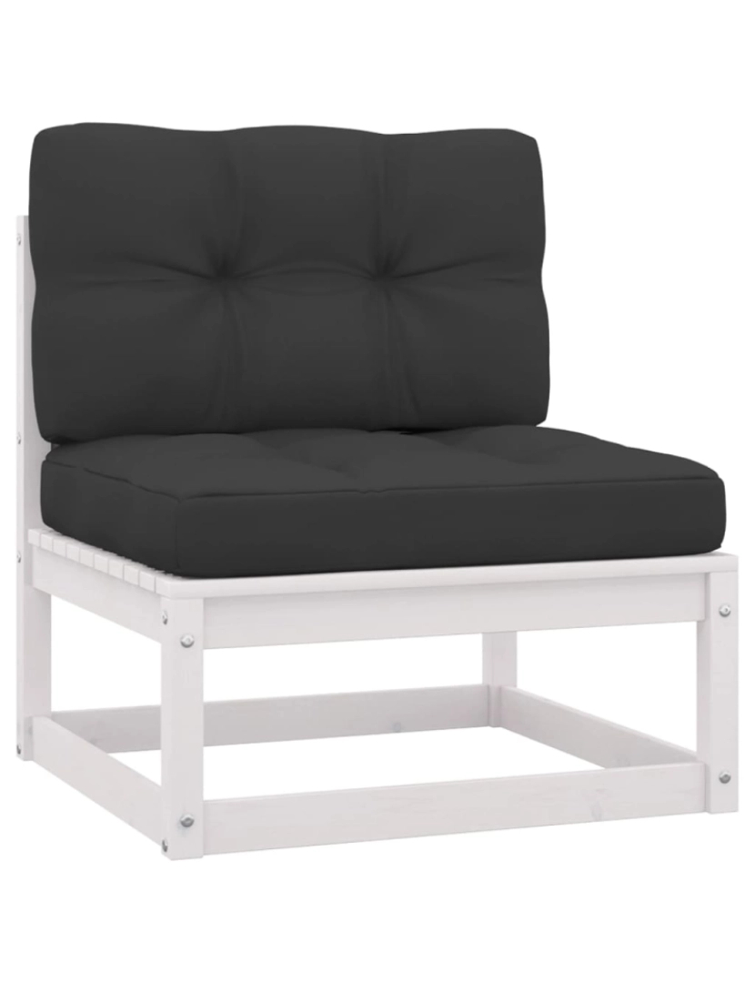 imagem de vidaXL 2 pcs conjunto lounge jardim c/ almofadões pinho maciço branco3