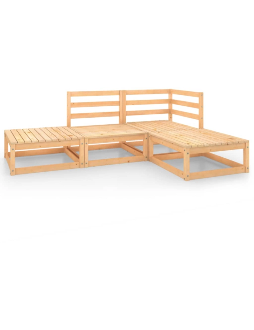 imagem de vidaXL 4 pcs conjunto lounge de jardim pinho maciço1