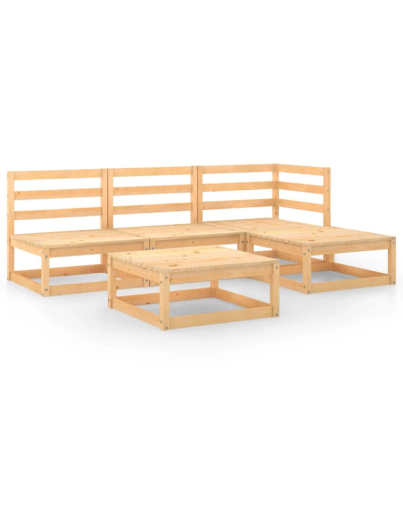 imagem de vidaXL 5 pcs conjunto lounge de jardim pinho maciço1